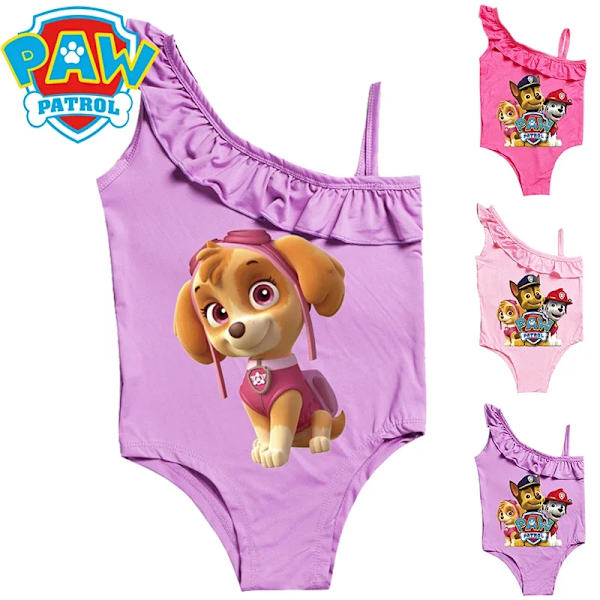 Paw Patrol Girls Baddräkt Sommar Baddräkt i ett stycke för barn Sommar Bikini Baddräkt Ärmlösa badkläder Skye 130