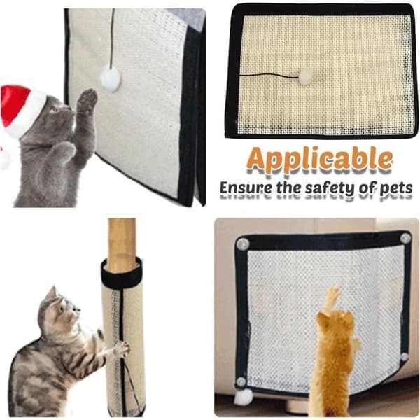 2 st Kattskrapmatta, Kattskrapa Sisal Kattskrapmatta Kan Klistras 40*30cm, Kattskrapmatta med Bollar