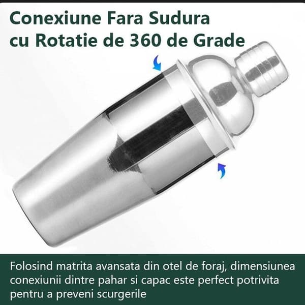 Baarimikkosetti, ruostumaton teräs/bambu, 550 ml Cobbler-shaker, 10 osaa, hopea/ruskea