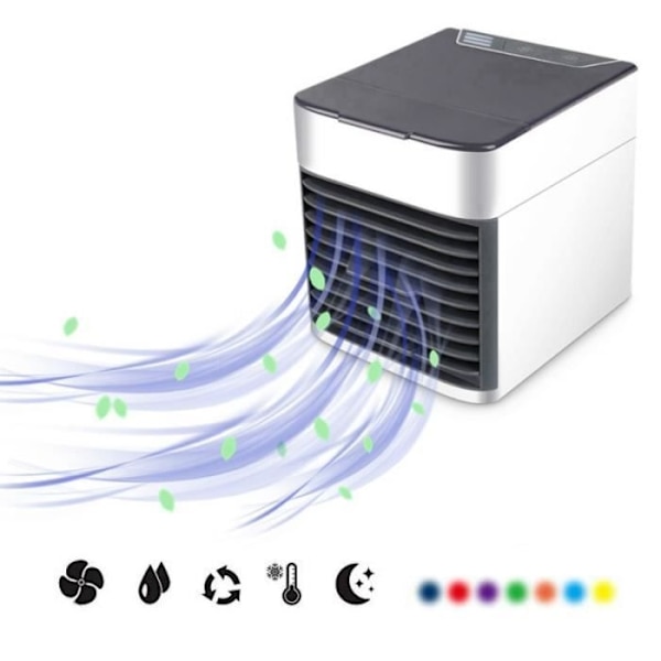 USB Mini Bærbar Aircondition Ventilator 7 Farver Lys
