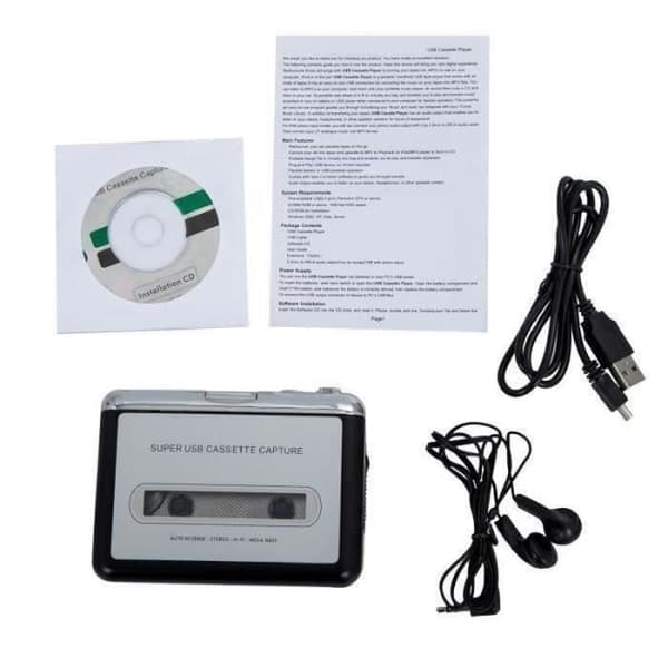 Kassetteafspiller - YWEI - GB18232 - USB-konverter - Sort - MP3-lyd