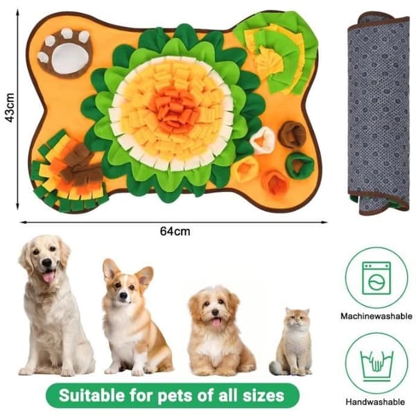 Snusematte for hund, sammenleggbar snusematte for hund, snusematte for hunder med flere vanskelighetsgrader, 64x43cm