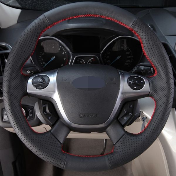 Svart mjukt konstläder DIY Cover Ford Focus 3 2012-2014 C-MAX 2011-2014 KUGA Escape 2013-2016