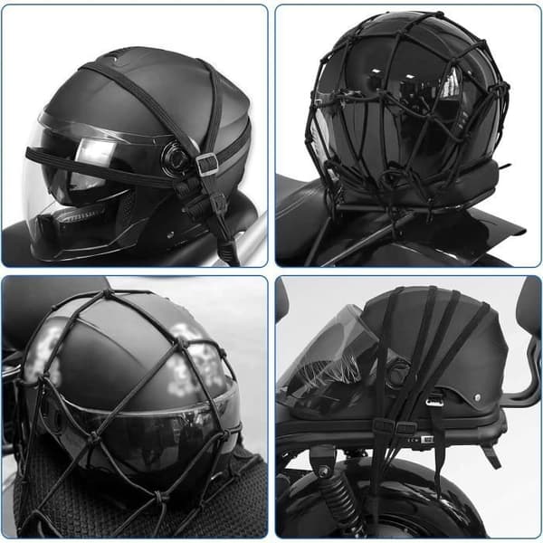 2 stk. Elastisk edderkoppe-bagagenet 40X40cm+2 stk. Elastisk bagagebælte 60cm, Elastisk net, Motorcykel bagagenet