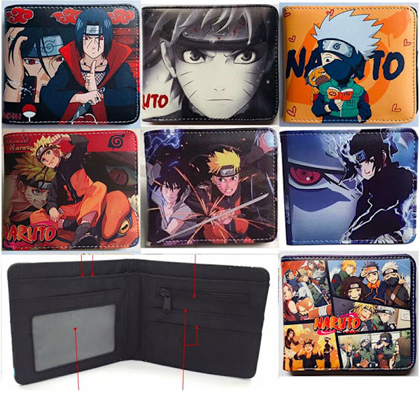 Uzumaki Naruto Myntväska Anime Sasuke Kakashi Plånbok Tecknad Dam Bärbar Kort Väska Barnreseförvaringsväska Barnpresent Naruto-12