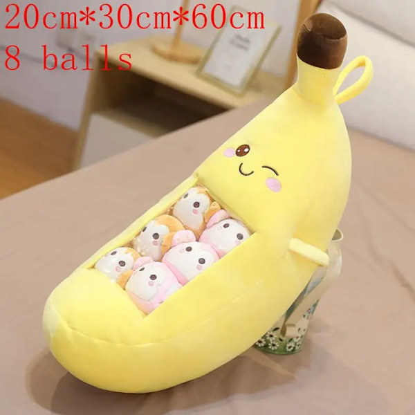 En plyschpåse Pudding Leksaker Cookie Balls Japansk animation Sumikko Gurashi Sakura Bunny Frukter Avokado Banan Godispåse Present style-38-banana