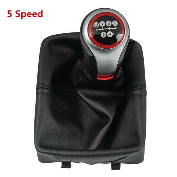 Växelspaksratt Spak Växel PU Läder Gaitor Boot För Volkswagen VW Polo 9N 9N2 GTI 2002 2003 2004 2005 2006 2007 2008 2009-5 Speed B0269 5 Speed B0269