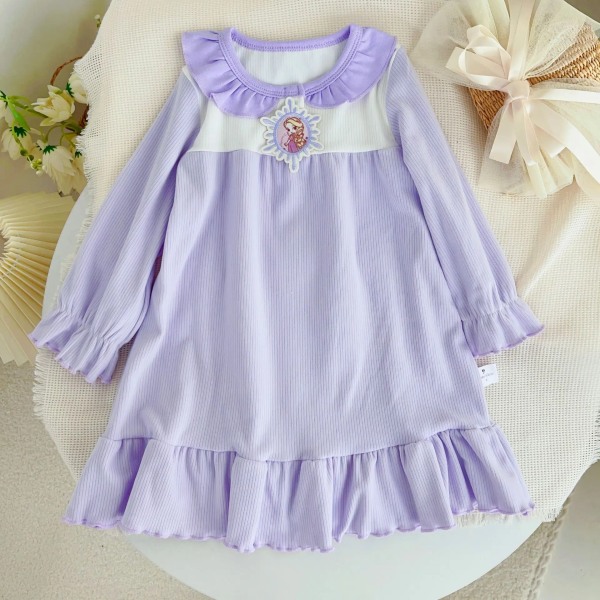 Anime Barn Nattlinne Bekväm klänning Loungewear Pyjamas Andas Casual Princess Kjol Kawaii Toddler Hemkläder Present Purple 3 130cm