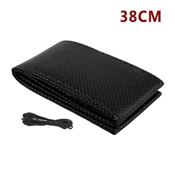 (38CM-Svart)Gör-det-själv 36CM 38CM 40CM Rattskydd mjukt läderfläta på bilens ratt med nål och gänga Biltillbehör 38CM-Black