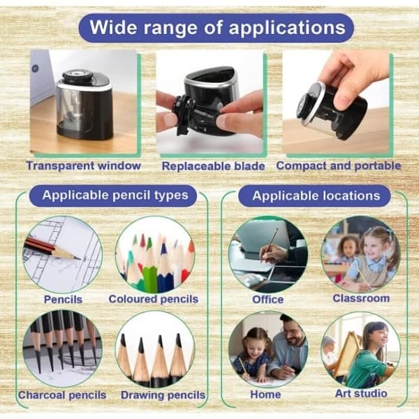 (sort) Elektrisk blyantspidser - Ikke specificeret - Model ikke specificeret - 2 tilstande - Sort - Plastik black