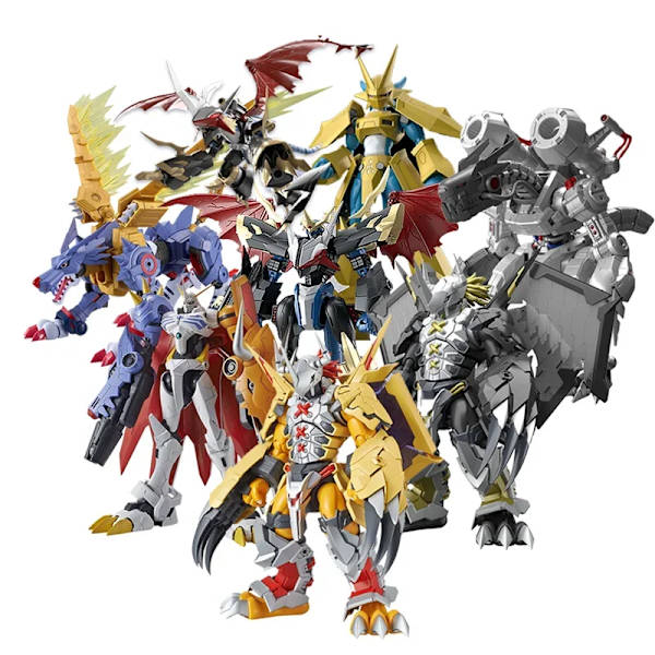 Bandai Original Anime Digimon Äventyr Krig Greymon Garurumon Dukemon Action Figur Leksaker Samlarmodell Presenter för barn M