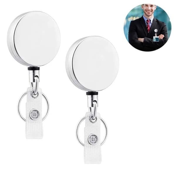 2-pack kraftiga infällbara märkesrullar med ID-kortshållare och nyckelring - Infällbar sladd a