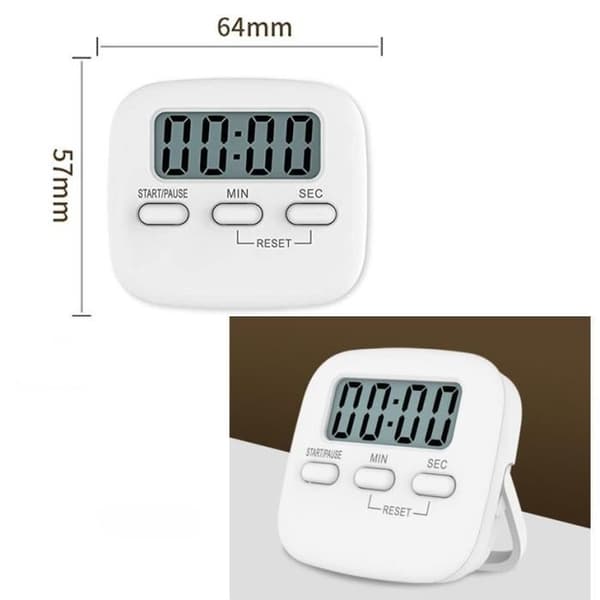 Kjøkken Timer - Digital - Hvit - Magnetisk Støtte - Multifunksjon - 6.4x5.7CM white