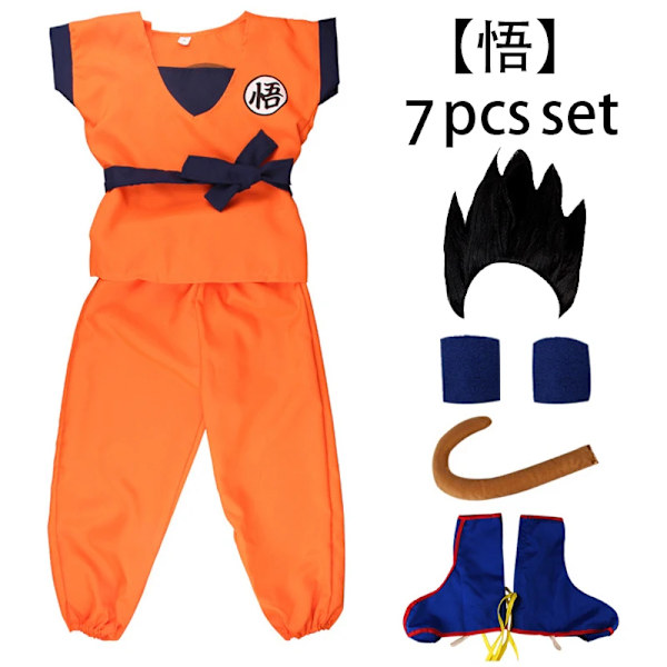 Anime Dragon Ball Barndräkt Son Goku Gui Cosplay Kläder Barnens dag Halloween Alla helgons dag Performance Outfit Vuxen WU - 7pcs set BL 135-148cm