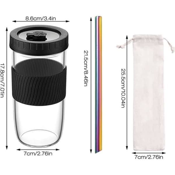 Vandglas - Bubble Tea - Sæt med 2 Glas - 730 ML - Rustfrit Stål - Sort - Genanvendelig Black