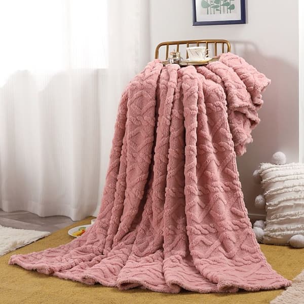 Maskinvaskbart, mykt og varmt pledd for sofa og seng, soveromspledd, 180X200CM rosa