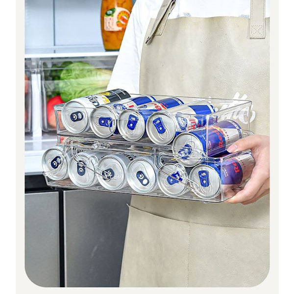 Foldbar køleskabsorganisator til 500 ml drikkevaredåser.