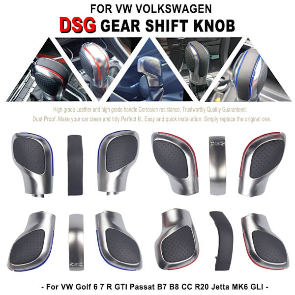 Röd/Blå Bil Växelspak Spak Krom Matt För VW Golf 6 7 R GTI Passat B7 B8 CC R20 Jetta MK6 GLI DSG Cover Emblem-Alternativ 1 Option 1