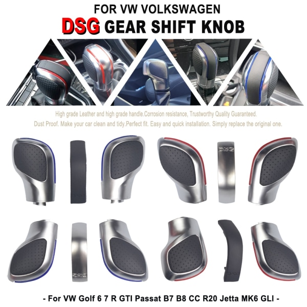 Röd/Blå Bil Växelspak Spak Krom Matt För VW Golf 6 7 R GTI Passat B7 B8 CC R20 Jetta MK6 GLI DSG Cover Emblem-Option 7 Option 7