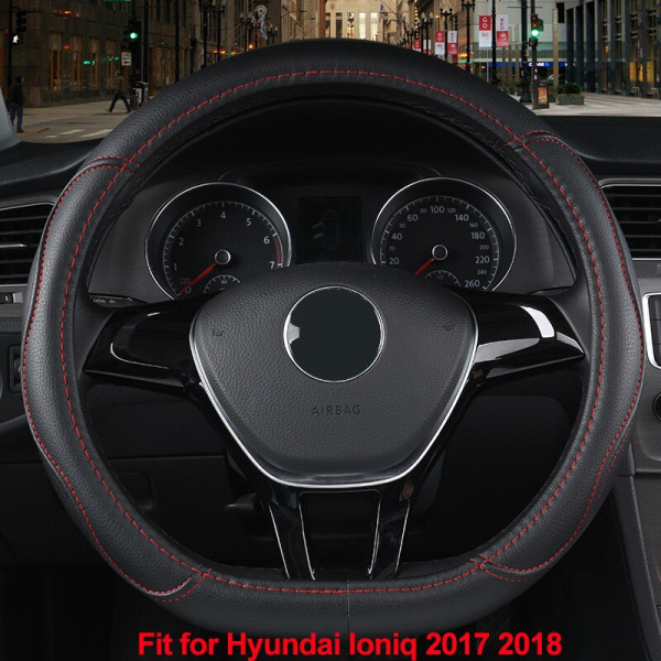 (Röd tråd) Cover D Form för Hyundai ioniq 2016 2017 2018 2019 2020 PU Läder Car Styling Auto Protector Red Thread