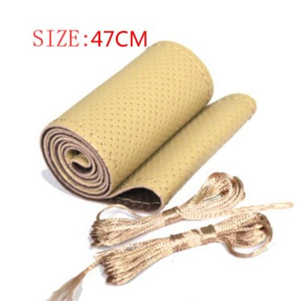 (47CM BEIGE)stor cover för RV Truck mikrofiber läder bilrattfläta Hållbar 47cm Anpassad storlek 47CM BEIGE