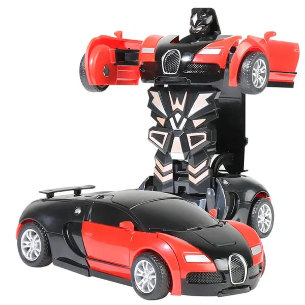 Billeksak En nyckel Automatisk deformation Robot Pull Back Bilmodell Pojkeleksak Julklappsleksaker för barn