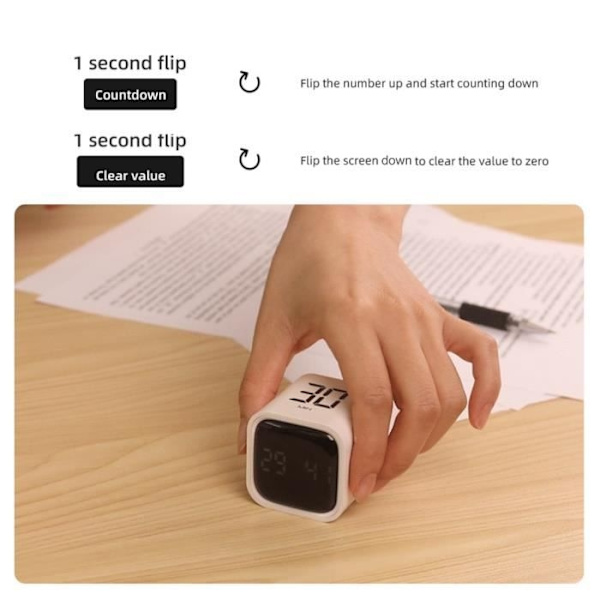 Køkkenur - QINGQUE - LED Digital Timer - Hvid - G-sensor - 500 mAh White