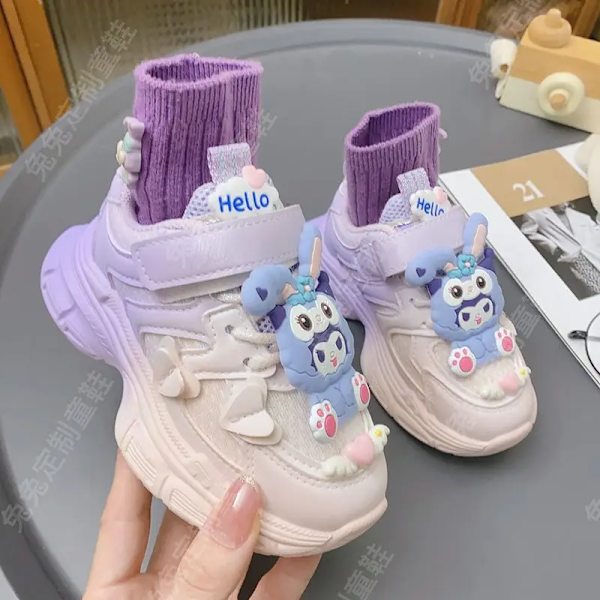 Anime Kawaii Sanrios My Melody Cinnamoroll Kuromi Barn Sneakers Tecknad Söt Luminous Daddy Skor Tjej Sammet Löparskor Present Kuromi Sock 16 34-20.8cm