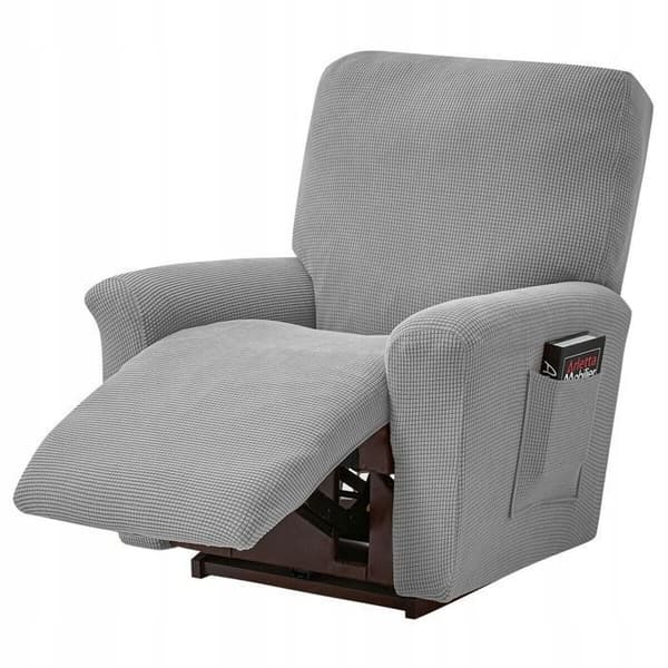 Sofföverdrag, Set med 4 Stretch Relaxfåtöljöverdrag med Ljusgrå Jacquard