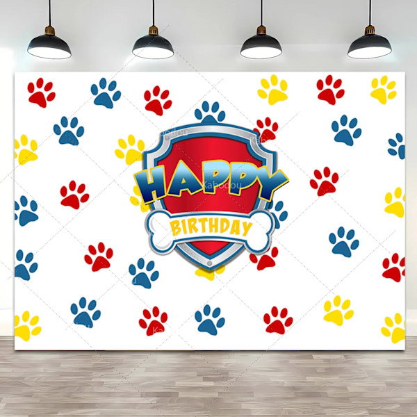 Hund Paw Bone Party Bakgrund Paw Patrol Vakttornet Födelsedag Bakgrund Anpassat namn Ålder Baby Shower Banner Poster Fotostudio Paw Patrol Vinyl 125x90cm