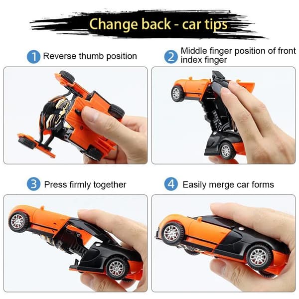 Deformation Fordon Kollision Krock En-knapps tröghet Bugatti Veyron Leksaksbil Transformatorer Robot Tidsbegränsad Barn Barn Present