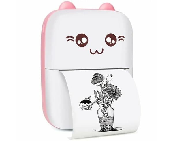 Mini Lomme Termisk Printer med Android og iOS App til Børn - USB Genopladelig - Blå