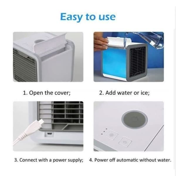 3 i 1 Mini Luftkøler Luftfugter USB Bærbar Kold Luft Ventilator med LED til Hjemmekontor Camping