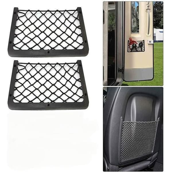 Bilopbevaringsnet - Universal - Pakke med 2 - Høj elasticitet - 36 x 18 cm - Sort