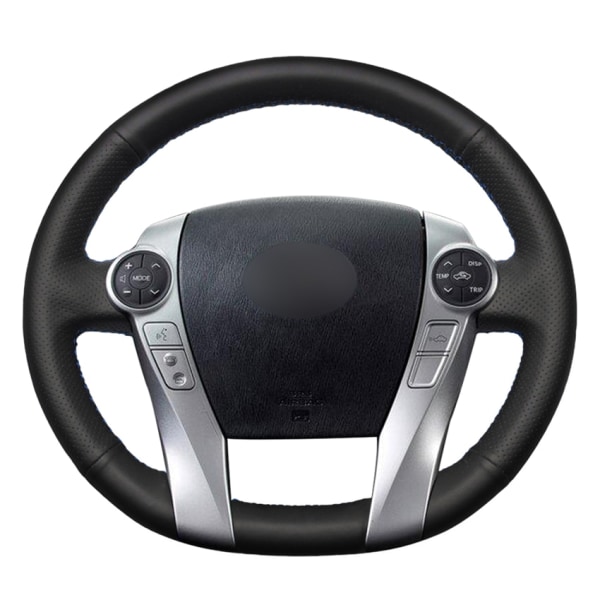 Handsömnad svart PU konstläder bilrattsskydd för Toyota Prius 30(XW30) 2009-2015 Prius C(US)2012-2017