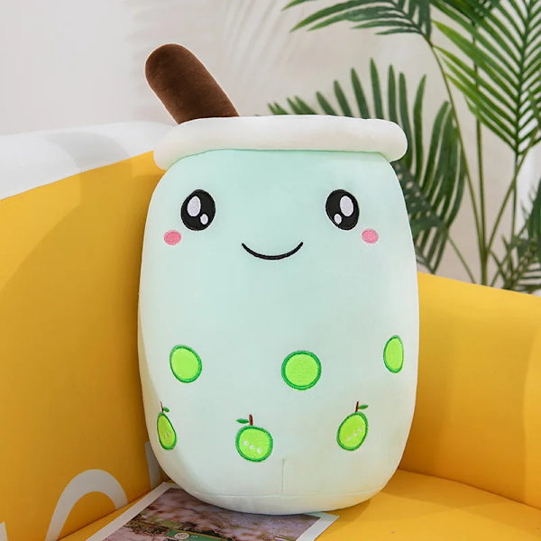 Kawaii Milk Boba tekopp Plyschleksak fylld docka mjuk jordgubb Bubo kudde Söt koppformad kudde Julklapp till barn 25cm C2   (25cm)