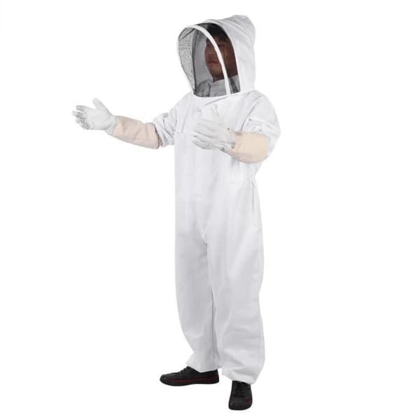 Biodlingshandskar - Professionell - XXL - Bomull - Vit - Justerbar storlek