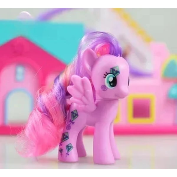 Äkta tecknad My Little Pony Animefigurer Twilight Sparkle Rainbow Fluttershy Pinkie Pie Rarity Ponny Modell Leksakspresent VIOLET/紫罗兰