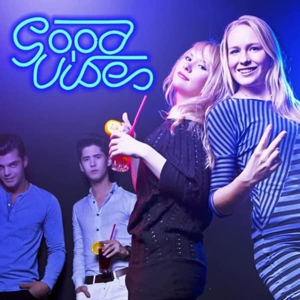 (blå) Neonskylt - Good Vibes - Blå Modell - USB-driven - Heminredning - 1W blue