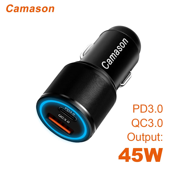 Camason 45W snabbladdare för bil USB typ C laddning för iphone Xiaomi Huawei telefon PD QC 3.0 24V/12V snabbladdningsadapter produkter 45W Charger