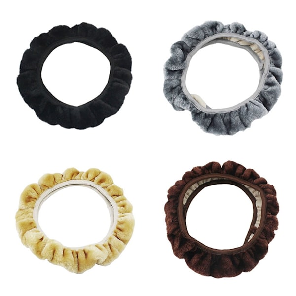(Brun) Universal Mesh -tyg Ratt Plysch Cover Set Varm Mjuk Fuzzy Plysch Vinter Biltillbehör Interiör Brown
