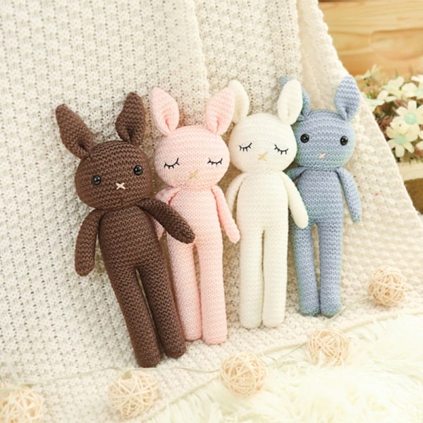 Nya virkade plyschkanindockor Baby kawaii Bunny Monkey fyllda leksaker Barn Sovdocka för flickor Pojkar Julklappsrumsinredning bunny G569-32cm