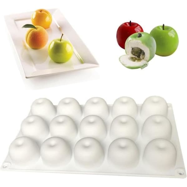 3D Æbleformede Silikone Kageforme 3D Æbleformet Silikoneform til , Gelé, Budding
