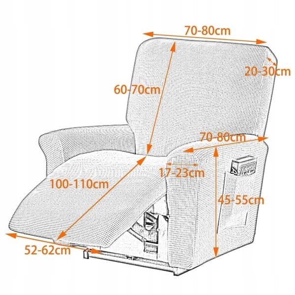 Sofföverdrag, Set med 4 Stretch Relaxfåtöljöverdrag med Ljusgrå Jacquard
