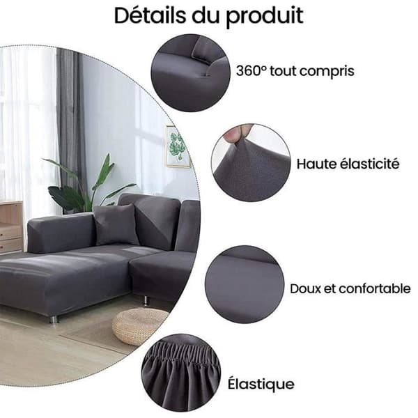 MERKMAK Stretch Hörnsofföverdrag 3 + 2 Sits - Vattentätt Dark gray