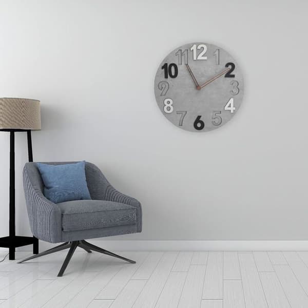 Moderne minimalistisk 3D digitalt vægur i grå MDF-plade, 30 cm, moderne lydløst - Grå-1