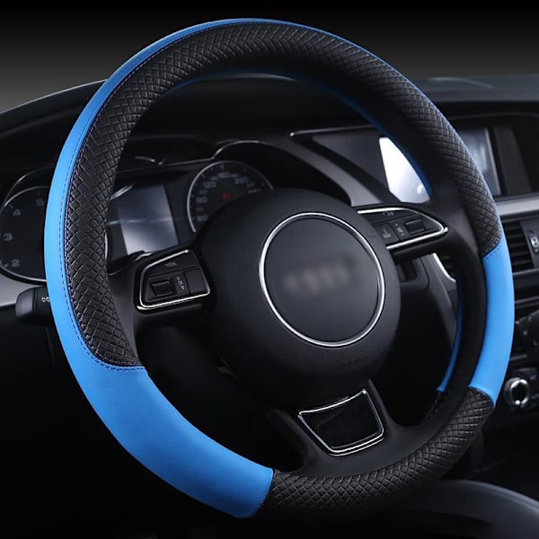 (Blå)Läder Sportbilsrattkåpa Halkfri cover för Audi A1 8X A2 A3 A4 A5 A6 Avant Inredningsdetaljer Blue
