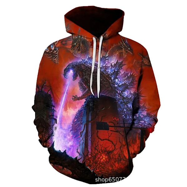 Godzilla Cosplay Hoodies Anime King of The Monsters Harajuku 3D print Mode Män Dam Sweatshirt Barnens Halloween kostymer 14 3XL