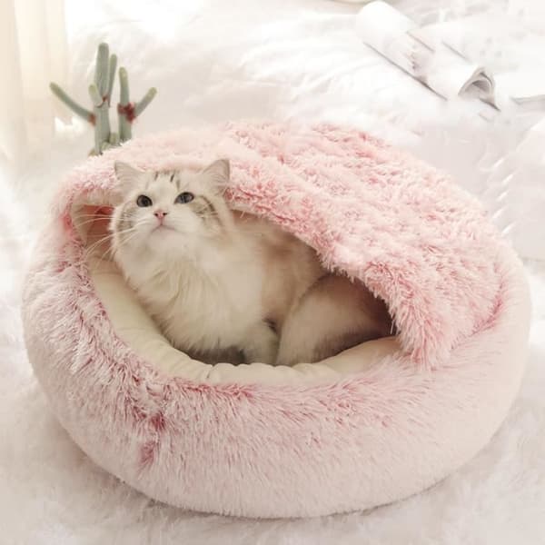 (Rosa) Kattkorg - Ej specificerad - Rund modell - 40cm - Rosa - Halvsluten Pink