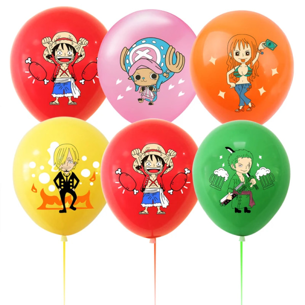 Ny ballong i ett stycke Luffy Födelsedagsfest Dekoration Tecknad ballonger Aluminiumfolie Rund tecknad figur Festtillbehör Presenter Balloons-8pcs-8